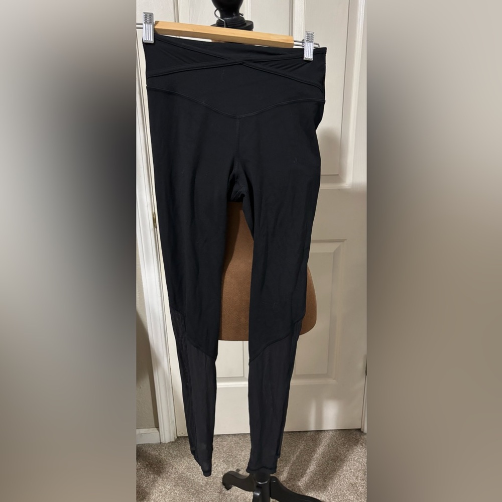 Lululemon black with sheer stirrup Leggings